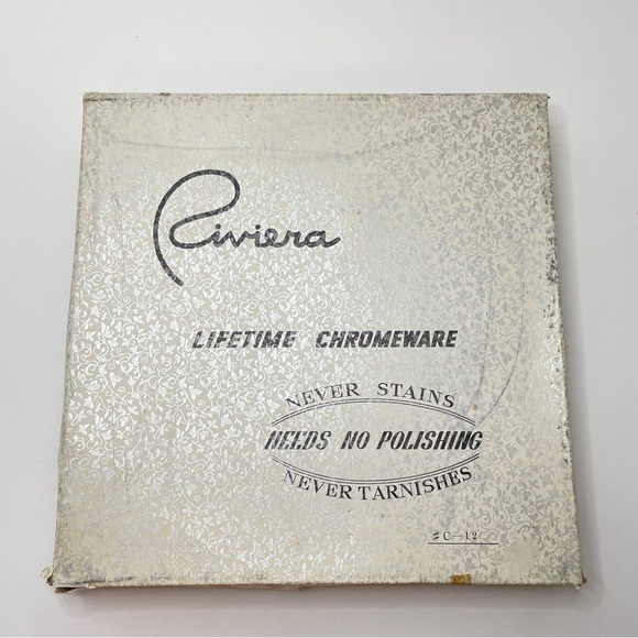 Vintage Riviera Chrome Tidbit Tray Single Model C-12 Original Box - Picture 8 of 15